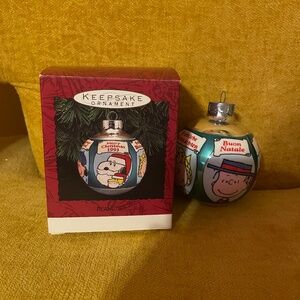 1993 Peanuts Glass Hallmark Ornament